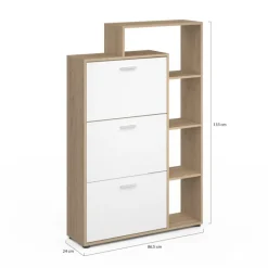 Meuble à chaussures 3 portes avec étagère