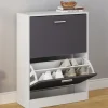 Meuble à chaussures blanc et gris 2 portes