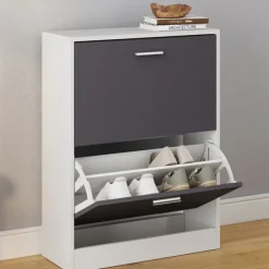 Meuble à chaussures blanc et gris 2 portes
