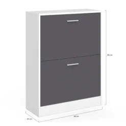 Meuble à chaussures blanc et gris 2 portes