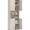 Meuble armoire colonne salle de bain 4 portes 2 niches bois beige