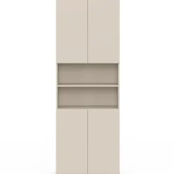 Meuble armoire colonne salle de bain 4 portes 2 niches bois beige