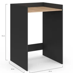 Meuble armoire pour machine à laver noir et bois façon hêtre