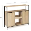 Meuble bar industriel en bois et métal avec portes et étagères