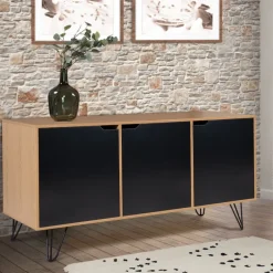 Meuble bas bois avec pieds en métal noir