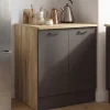 Meuble bas de cuisine 80 cm appoint 2 portes bois et noir