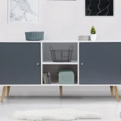 Meuble buffet scandinave blanc et gris 2 portes