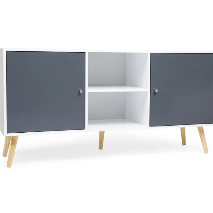 Meuble buffet scandinave blanc et gris 2 portes