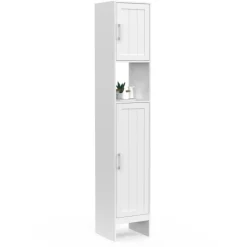 Meuble colonne blanc 170 cm pour salle de bain avec rangement