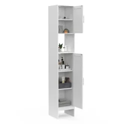 Meuble colonne blanc 170 cm pour salle de bain avec rangement