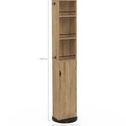 Meuble colonne salle de bain pivotant hêtre et noir
