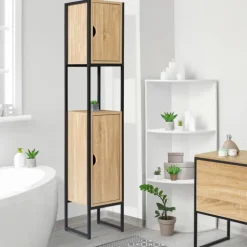 Meuble colonne salle de bain style industriel