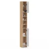 Meuble colonne salle de bain 2 portes 4 niches façon hêtre et blanc
