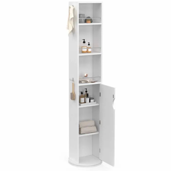 Meuble colonne salle de bain pivotant blanc