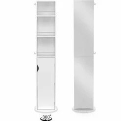 Meuble colonne salle de bain pivotant blanc