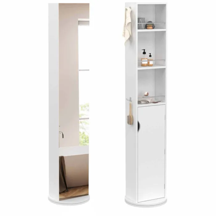 Meuble colonne salle de bain pivotant blanc