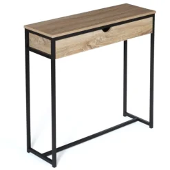 Meuble console industrielle bois et métal 90 cm
