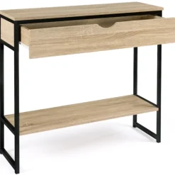 Meuble console industrielle bois et métal 90 cm