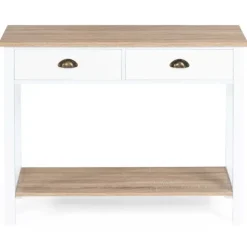Meuble console vintage bois et blanc 100 cm