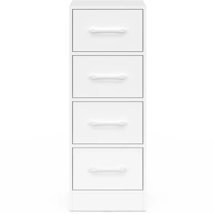 Meuble d'appoint 4 tiroirs 30 cm chiffonnier, meuble de rangement bois blanc