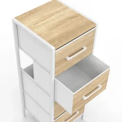 Meuble d'appoint 4 tiroirs 30 cm chiffonnier, meuble de rangement design industriel bois et blanc