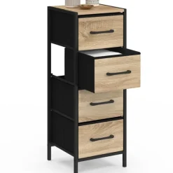 Meuble d'appoint 4 tiroirs 30 cm chiffonnier, meuble de rangement design industriel