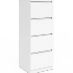 Meuble d’appoint chiffonnier avec 4 tiroirs de 30 cm en bois blanc
