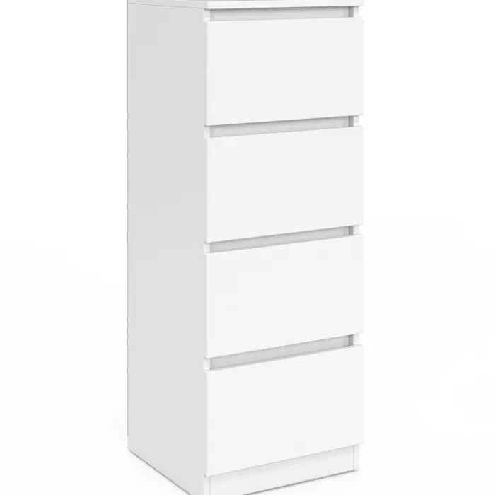 Meuble d’appoint chiffonnier avec 4 tiroirs de 30 cm en bois blanc