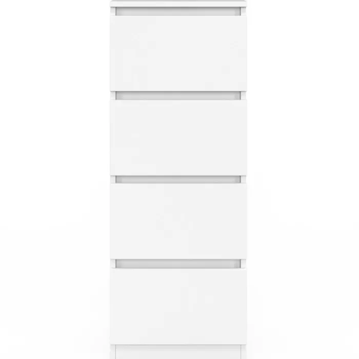 Meuble d’appoint chiffonnier avec 4 tiroirs de 30 cm en bois blanc