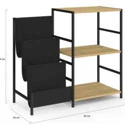 Meuble d'appoint, rangement avec étagères, supports vinyles et platine design industriel