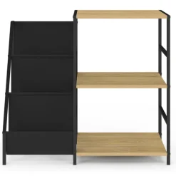 Meuble d'appoint, rangement avec étagères, supports vinyles et platine design industriel