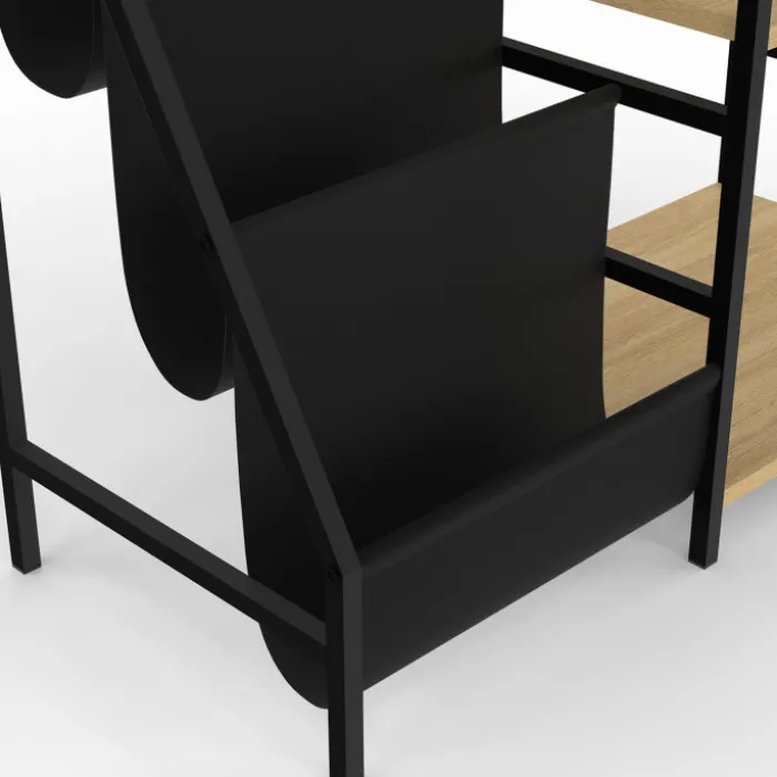 Meuble d'appoint, rangement avec étagères, supports vinyles et platine design industriel