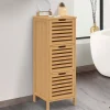 Meuble d'appoint salle de bain bambou 3 portes 30 x 30 x 80 cm