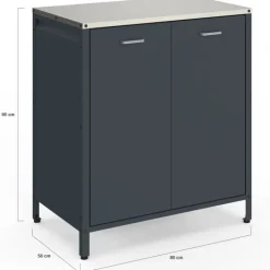 Meuble de cuisine extérieure 2 portes en acier gris anthracite