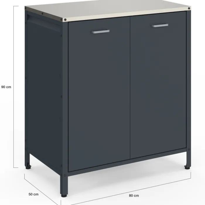 Meuble de cuisine extérieure 2 portes en acier gris anthracite