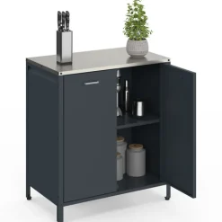 Meuble de cuisine extérieure 2 portes en acier gris anthracite