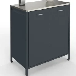Meuble de cuisine extérieure 2 portes en acier gris anthracite