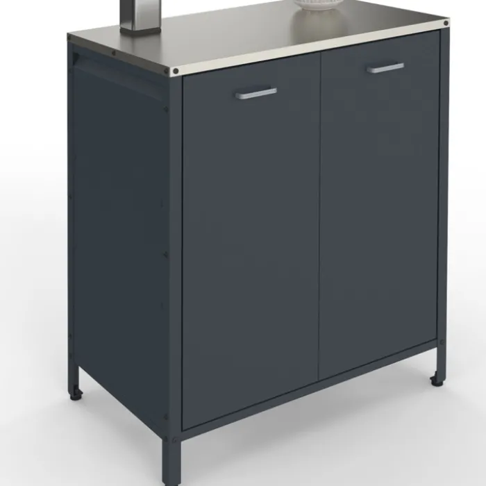 Meuble de cuisine extérieure 2 portes en acier gris anthracite