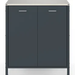 Meuble de cuisine extérieure 2 portes en acier gris anthracite