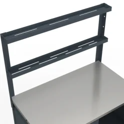 Meuble de cuisine extérieure 2 portes et 2 étagères suspendues en acier gris anthracite