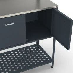 Meuble de cuisine extérieure 2 portes et 2 étagères suspendues en acier gris anthracite
