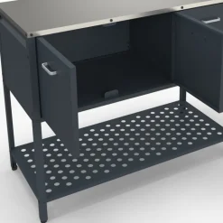Meuble de cuisine extérieure 3 portes avec 1 étagère en acier gris anthracite