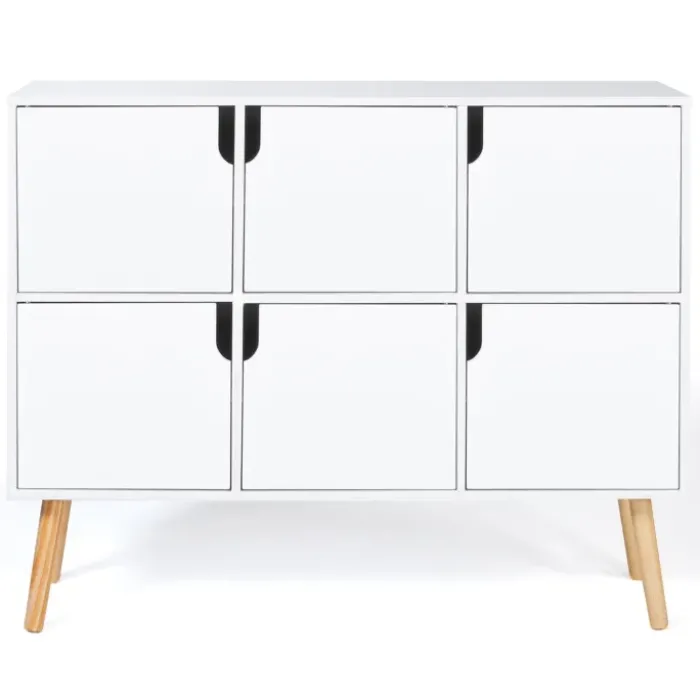Meuble de rangement 6 cases pour enfant bois blanc