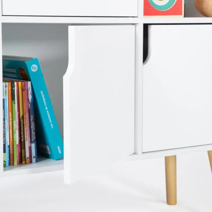 Meuble de rangement 6 cases pour enfant bois blanc