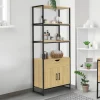 Meuble de rangement design industriel salle de bain avec 3 étages 1 placard 1 tiroir