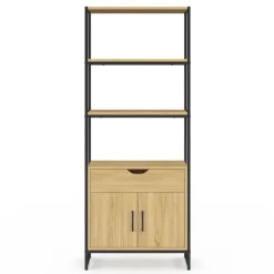 Meuble de rangement design industriel salle de bain avec 3 étages 1 placard 1 tiroir
