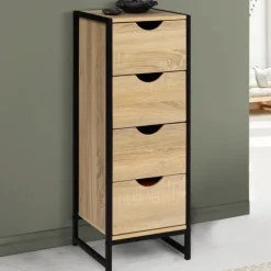 Meuble de rangement industriel chiffonnier d’appoint 80x30 cm 4 tiroirs
