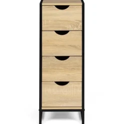 Meuble de rangement industriel chiffonnier d’appoint 80x30 cm 4 tiroirs