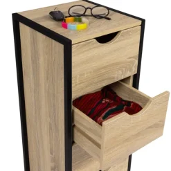 Meuble de rangement industriel chiffonnier d’appoint 80x30 cm 4 tiroirs