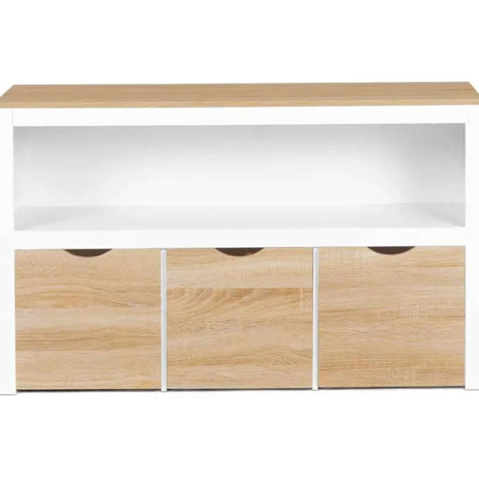 Meuble de rangement pour enfant 3 tiroirs blanc et hêtre